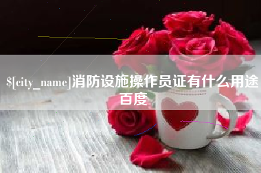 连云港消防设施操作员证有什么用途百度